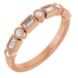 14K Gold Straight Baguette Natural Diamond Beaded Multi-Shape Anniversary Band – 1/4 CTW - Rose Gold