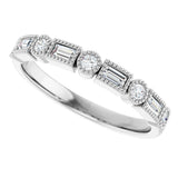 Platinum Straight Baguette Natural Diamond Beaded Multi-Shape Anniversary Band – 1/4 CTW - view 5