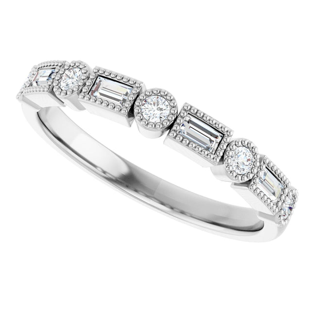 Platinum Straight Baguette Natural Diamond Beaded Multi-Shape Anniversary Band – 1/4 CTW - view 5