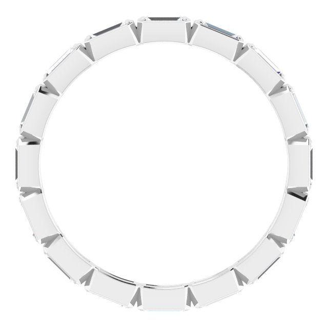 Platinum Straight Baguette Natural Diamond Bezel-Set Eternity Band – 3x1.25 mm Stones - view 2