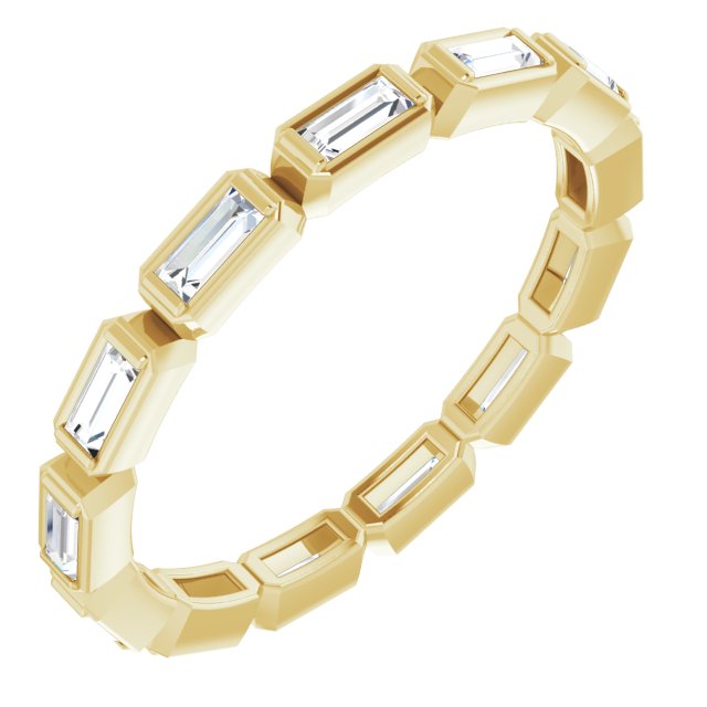 14K Gold Straight Baguette Natural Diamond Bezel-Set Eternity Band – 3x1.25 mm Stones - Yellow Gold