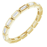 14K Gold Straight Baguette Natural Diamond Bezel-Set Eternity Band – 3x1.25 mm Stones - Yellow Gold
