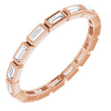 14K Gold Straight Baguette Natural Diamond Bezel-Set Eternity Band – 3x1.25 mm Stones - Rose Gold