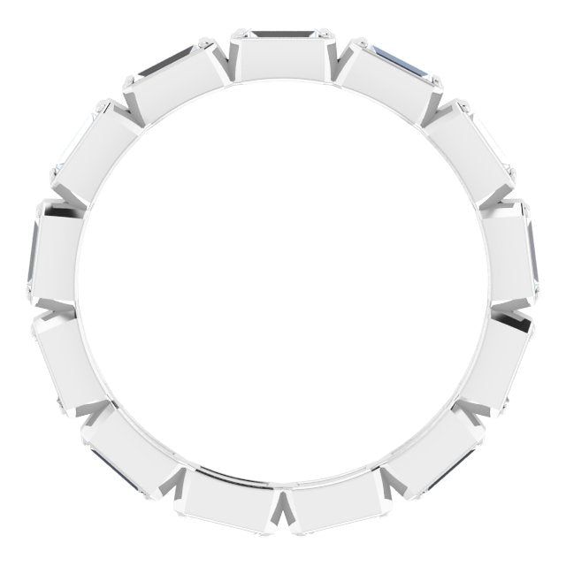14K Gold Straight Baguette Natural Diamond Bezel-Set Eternity Band – 3x1.25 mm Stones - White Gold - view 2