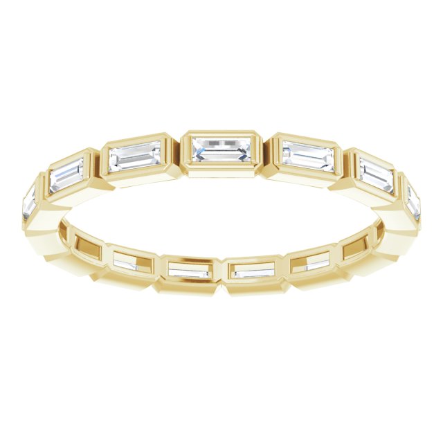 14K Gold Straight Baguette Natural Diamond Bezel-Set Eternity Band – 3x1.25 mm Stones - Yellow Gold - view 3