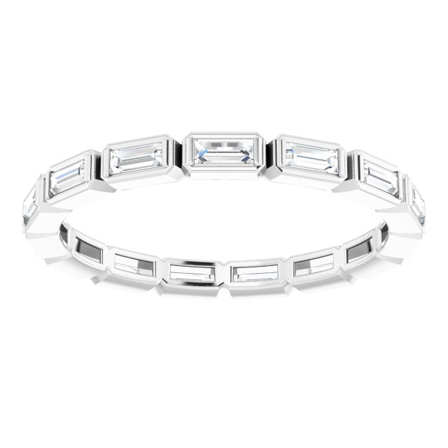 Platinum Straight Baguette Natural Diamond Bezel-Set Eternity Band – 3x1.25 mm Stones - view 3