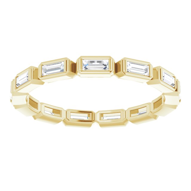 14K Gold Straight Baguette Natural Diamond Bezel-Set Eternity Band – 3x1.25 mm Stones - Yellow Gold - view 3