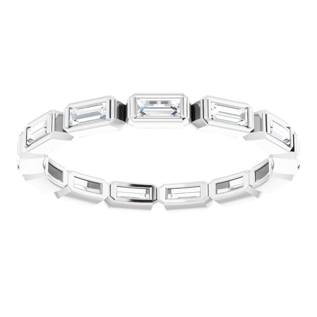14K Gold Straight Baguette Natural Diamond Bezel-Set Eternity Band – 3x1.25 mm Stones - White Gold - view 3