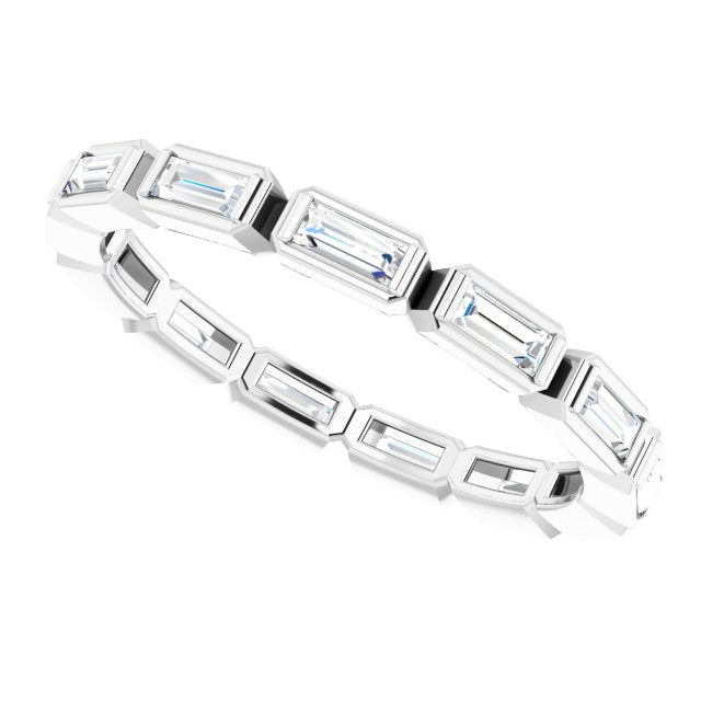 14K Gold Straight Baguette Natural Diamond Bezel-Set Eternity Band – 3x1.25 mm Stones - White Gold - view 5