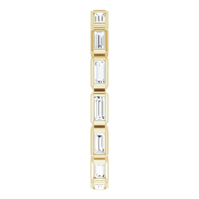 14K Gold Straight Baguette Natural Diamond Bezel-Set Eternity Band – 3x1.25 mm Stones - Yellow Gold - view 4