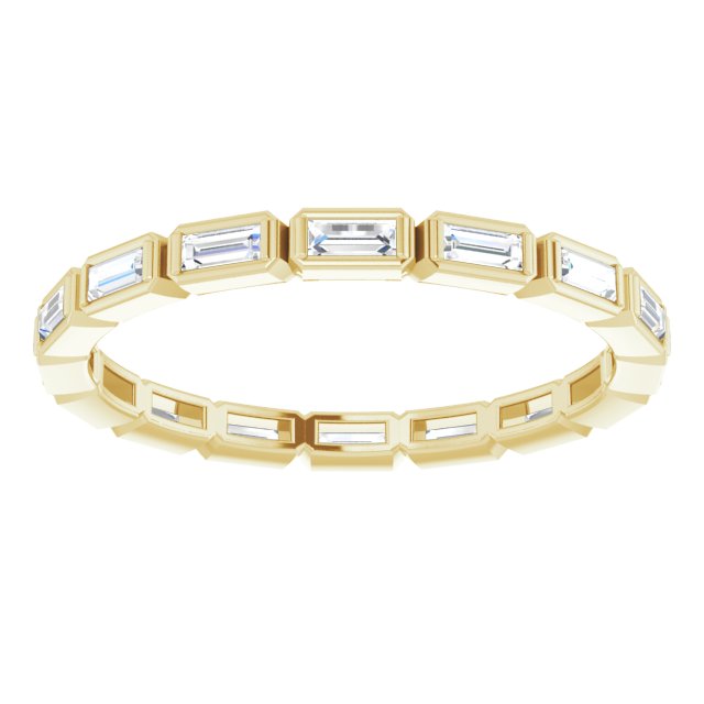 14K Gold Straight Baguette Natural Diamond Bezel-Set Eternity Band – 3x1.25 mm Stones - Yellow Gold - view 3