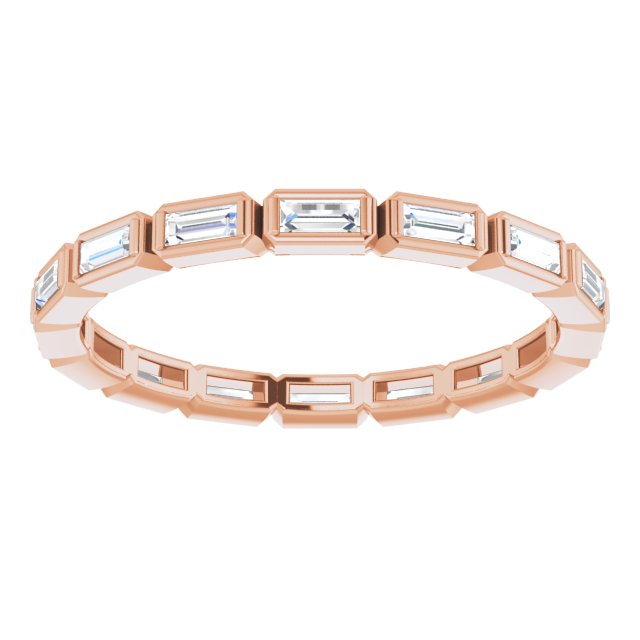 14K Gold Straight Baguette Natural Diamond Bezel-Set Eternity Band – 3x1.25 mm Stones - Rose Gold - view 3