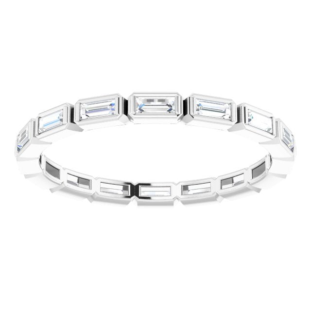Platinum Straight Baguette Natural Diamond Bezel-Set Eternity Band – 3x1.25 mm Stones - view 3