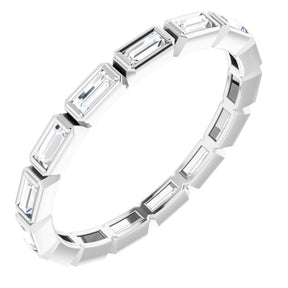 Platinum Straight Baguette Natural Diamond Bezel-Set Eternity Band – 3x1.25 mm Stones