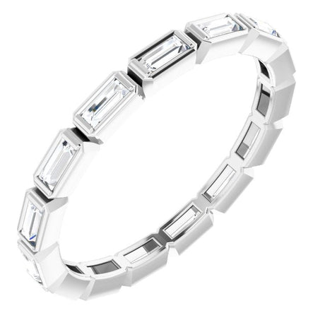 Platinum Straight Baguette Natural Diamond Bezel-Set Eternity Band – 3x1.25 mm Stones