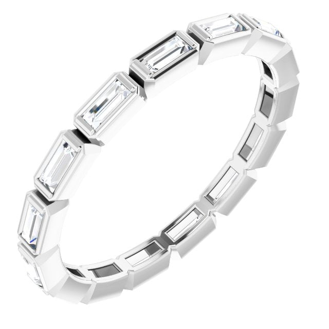 Platinum Straight Baguette Natural Diamond Bezel-Set Eternity Band – 3x1.25 mm Stones