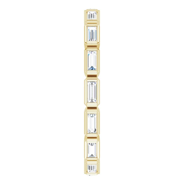 14K Gold Straight Baguette Natural Diamond Bezel-Set Eternity Band – 3x1.25 mm Stones - Yellow Gold - view 4
