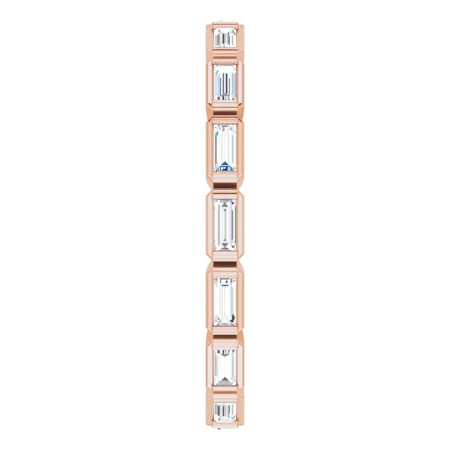 14K Gold Straight Baguette Natural Diamond Bezel-Set Eternity Band – 3x1.25 mm Stones - Rose Gold - view 4