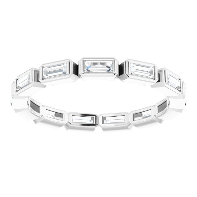 14K Gold Straight Baguette Natural Diamond Bezel-Set Eternity Band – 3x1.25 mm Stones - White Gold - view 3