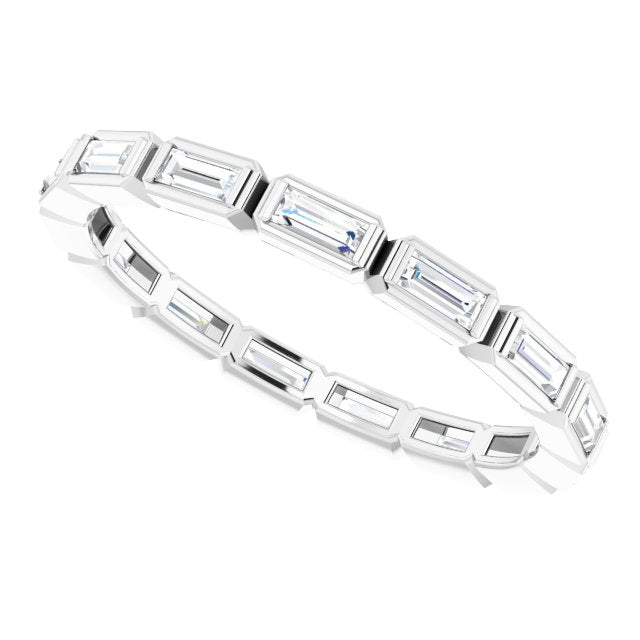 Platinum Straight Baguette Natural Diamond Bezel-Set Eternity Band – 3x1.25 mm Stones - view 5