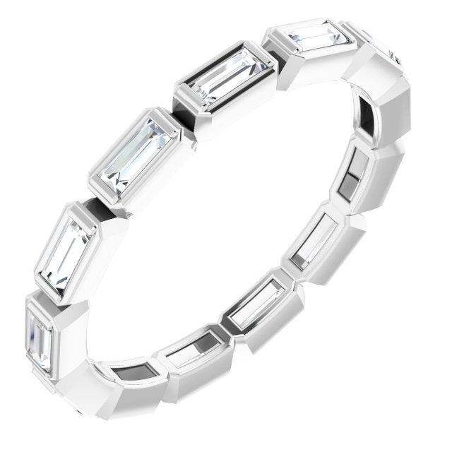 14K Gold Straight Baguette Natural Diamond Bezel-Set Eternity Band – 3x1.25 mm Stones - White Gold