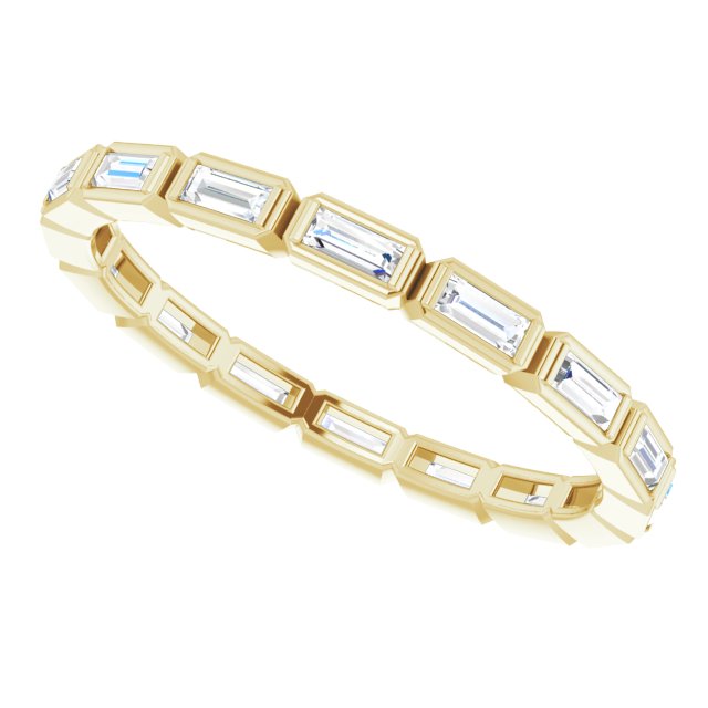 14K Gold Straight Baguette Natural Diamond Bezel-Set Eternity Band – 3x1.2 mm Stones - view 5