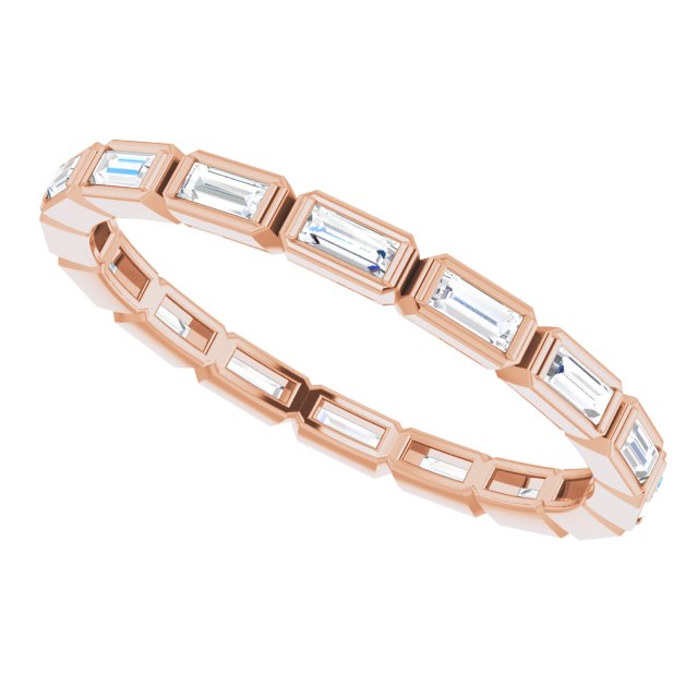14K Gold Straight Baguette Natural Diamond Bezel-Set Eternity Band – 3x1.25 mm Stones - Rose Gold - view 5