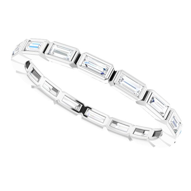 Platinum Straight Baguette Natural Diamond Bezel-Set Eternity Band – 3x1.25 mm Stones - view 5