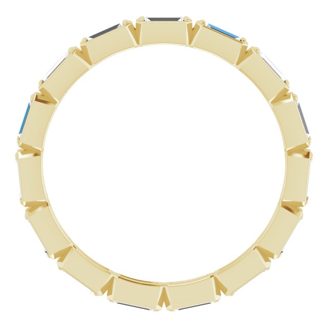 14K Gold Straight Baguette Natural Diamond Bezel-Set Eternity Band – 3x1.25 mm Stones - Yellow Gold - view 2