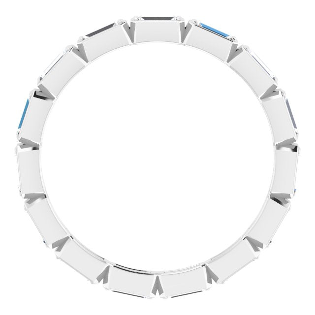 Platinum Straight Baguette Natural Diamond Bezel-Set Eternity Band – 3x1.25 mm Stones - view 2
