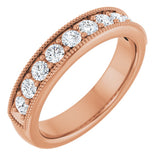 14K Gold Round Lab-Grown Diamond Milgrain Edge Anniversary Band – 1/10–5/8 CTW - Rose Gold