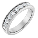 Platinum Round Lab-Grown Diamond Milgrain Edge Anniversary Band – 1/10–3/4 CTW