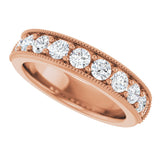 14K Gold Round Lab-Grown Diamond Milgrain Edge Anniversary Band – 3/4 CTW - Rose Gold - view 5