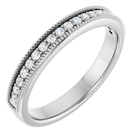 Platinum Round Lab-Grown Diamond Milgrain Edge Anniversary Band – 1/10–3/4 CTW
