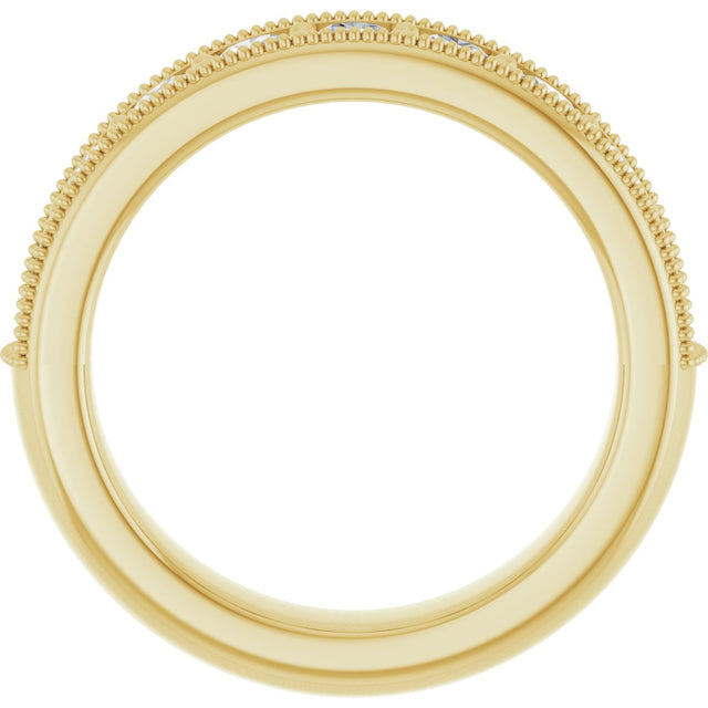 14K Gold Round Lab-Grown Diamond Milgrain Edge Anniversary Band – 3/4 CTW - Yellow Gold - view 2