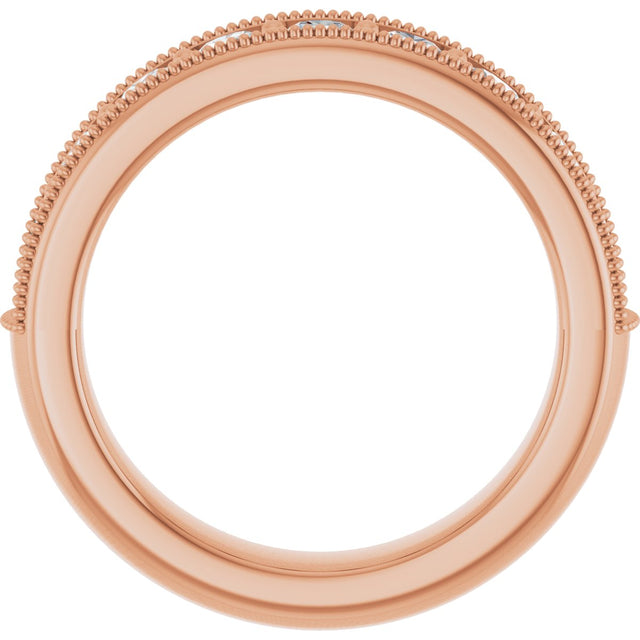 14K Gold Round Lab-Grown Diamond Milgrain Edge Anniversary Band – 3/4 CTW - Rose Gold - view 2
