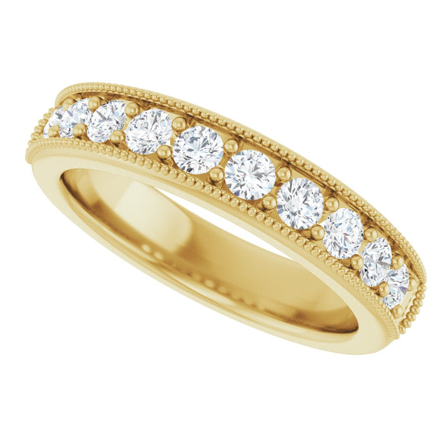 14K Gold Round Lab-Grown Diamond Milgrain Edge Anniversary Band – 1/10–5/8 CTW - Yellow Gold - view 5