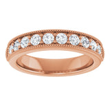 14K Gold Round Lab-Grown Diamond Milgrain Edge Anniversary Band – 1/10–5/8 CTW - Rose Gold - view 3