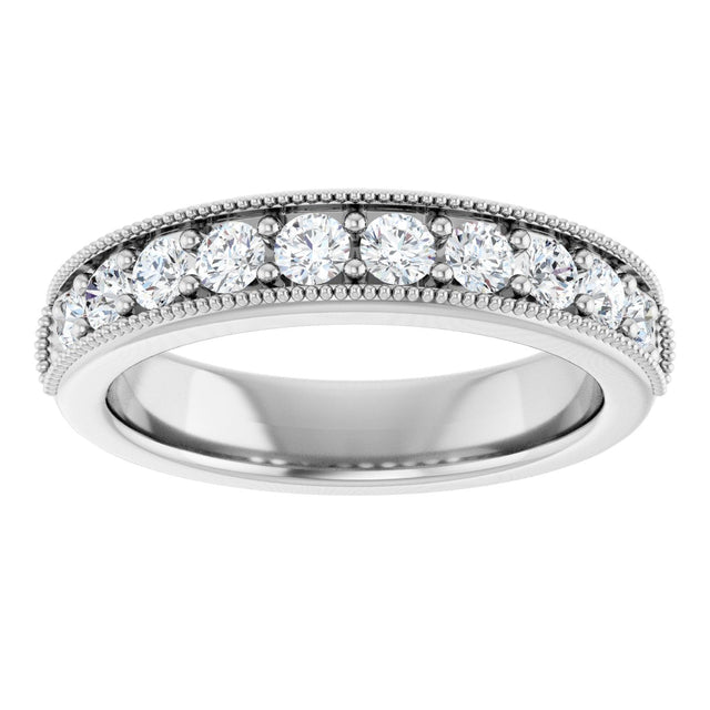 Platinum Round Lab-Grown Diamond Milgrain Edge Anniversary Band – 1/10–3/4 CTW - view 3