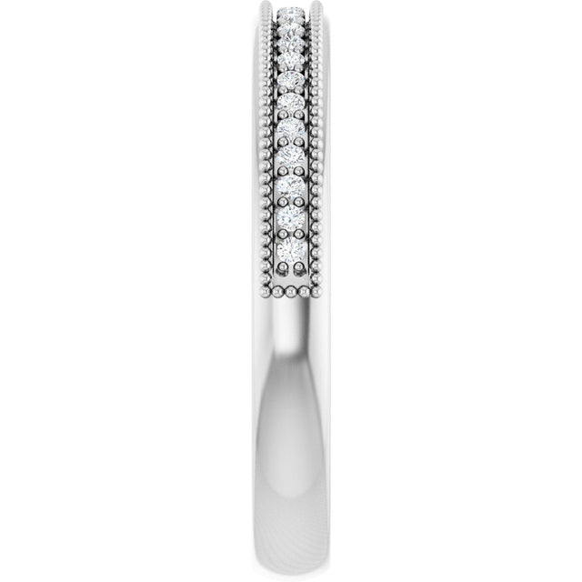 Platinum Round Natural Diamond Milgrain Edge Anniversary Band – 1/10–9/10 CTW - view 4