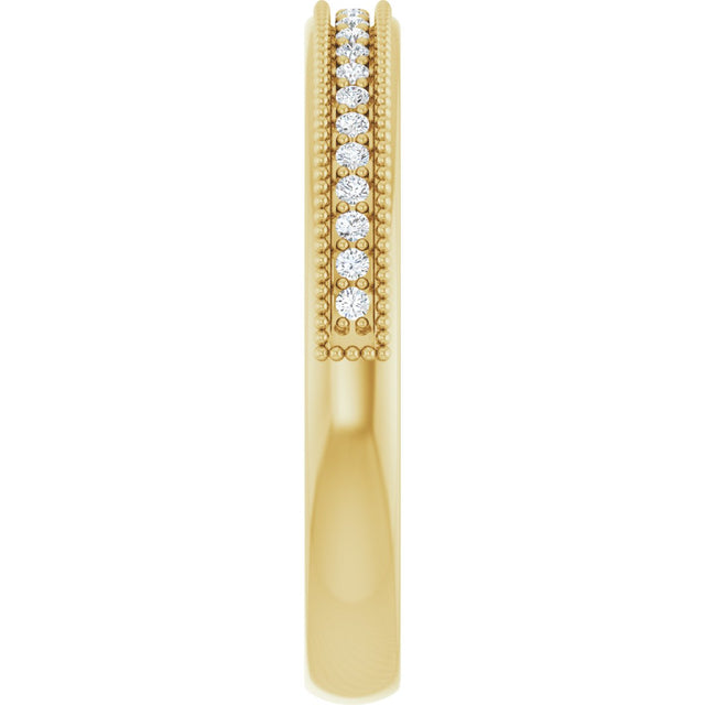 14K Gold Round Lab-Grown Diamond Milgrain Edge Anniversary Band – 1/10–5/8 CTW - Yellow Gold - view 4