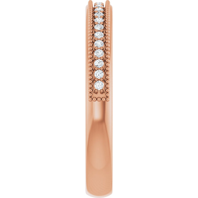 14K Gold Round Lab-Grown Diamond Milgrain Edge Anniversary Band – 3/4 CTW - Rose Gold - view 4