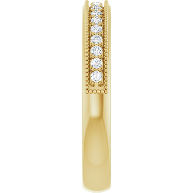 14K Gold Round Lab-Grown Diamond Milgrain Edge Anniversary Band – 1/10–5/8 CTW - Yellow Gold - view 4