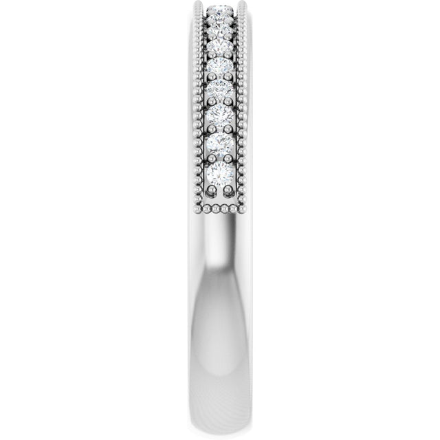 Platinum Round Lab-Grown Diamond Milgrain Edge Anniversary Band – 1/10–3/4 CTW - view 4