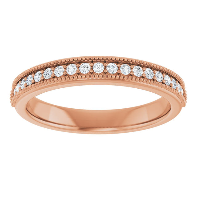 14K Gold Round Lab-Grown Diamond Milgrain Edge Anniversary Band – 1/10–5/8 CTW - Rose Gold - view 3
