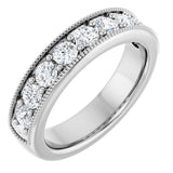 14K Gold Round Lab-Grown Diamond Milgrain Edge Anniversary Band – 3/4 CTW - White Gold