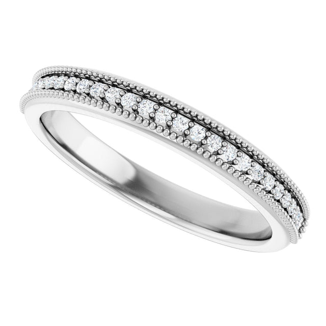 Platinum Round Natural Diamond Milgrain Edge Anniversary Band – 1/10–9/10 CTW - view 5