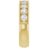 14K Gold Round Lab-Grown Diamond Milgrain Edge Anniversary Band – 3/4 CTW - Yellow Gold - view 4