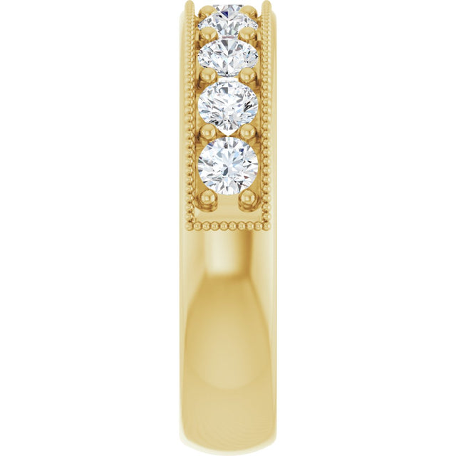 14K Gold Round Lab-Grown Diamond Milgrain Edge Anniversary Band – 3/4 CTW - Yellow Gold - view 4