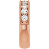 14K Gold Round Lab-Grown Diamond Milgrain Edge Anniversary Band – 3/4 CTW - Rose Gold - view 4